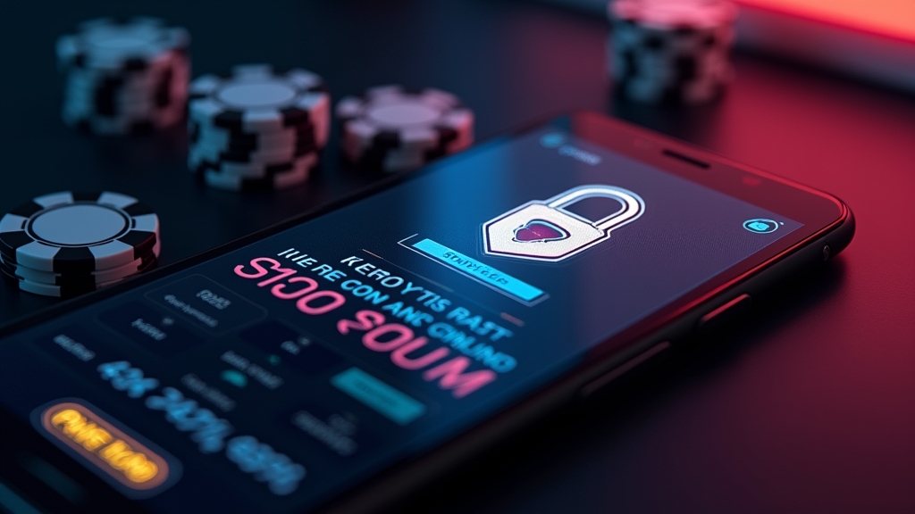 Offizielle Download-Seite für die App auf einem Smartphone im Casino-Look